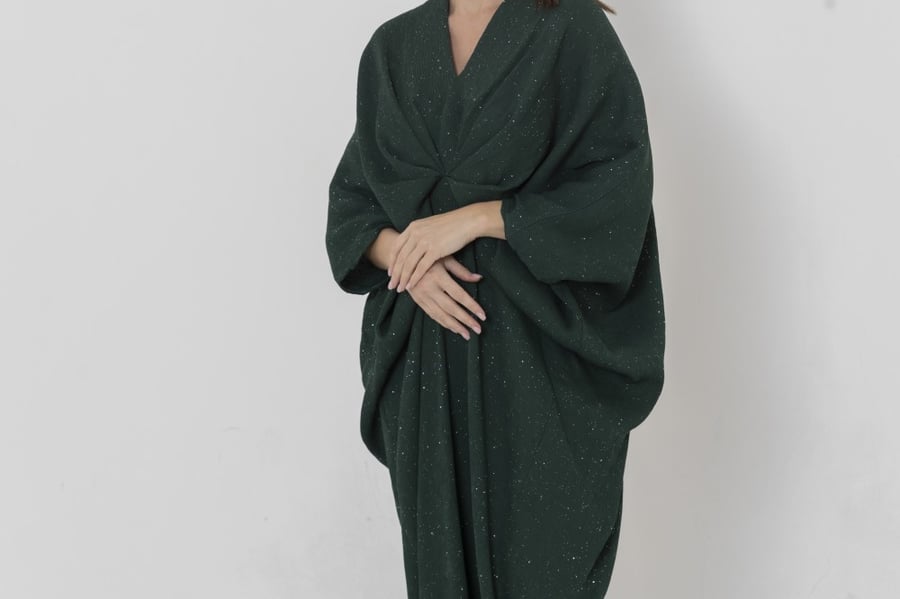 Maxi dress crepe fabric with glitter