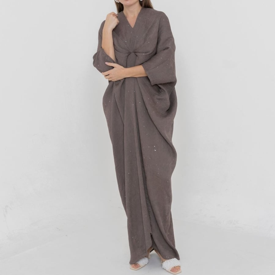 Maxi dress crepe fabric with glitter