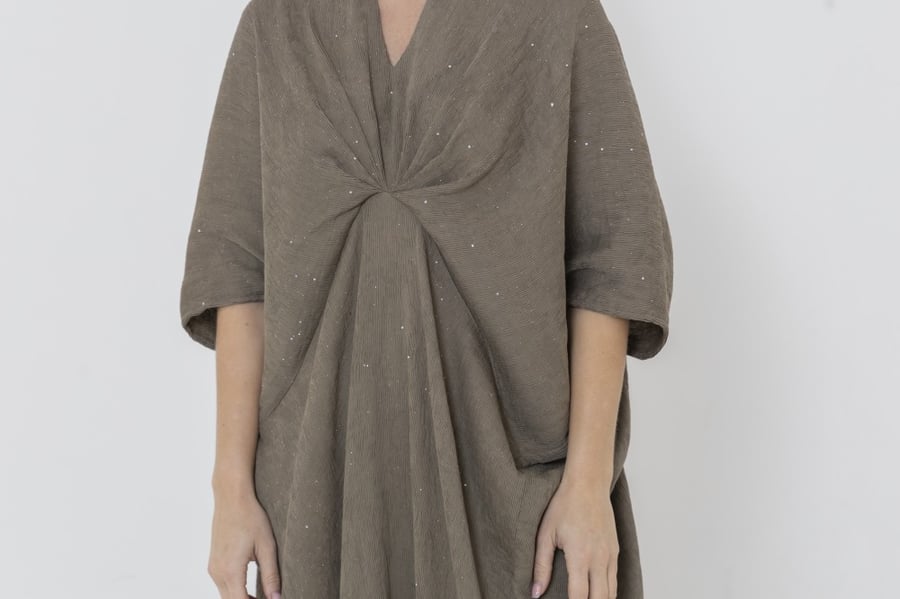 Maxi dress crepe fabric with glitter