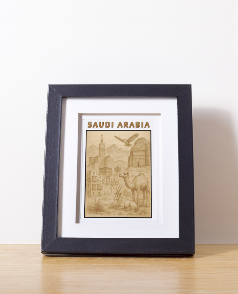 Poster Saudi Arabia brown pencil
