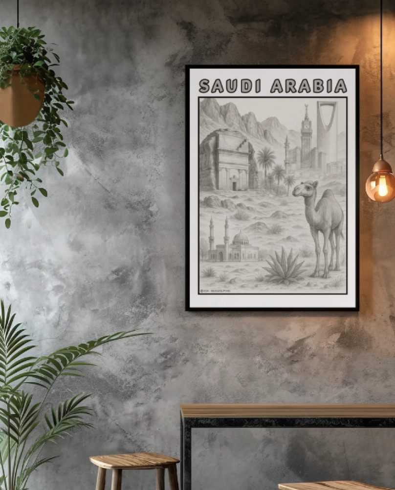 Poster Saudi Arabia black pencil