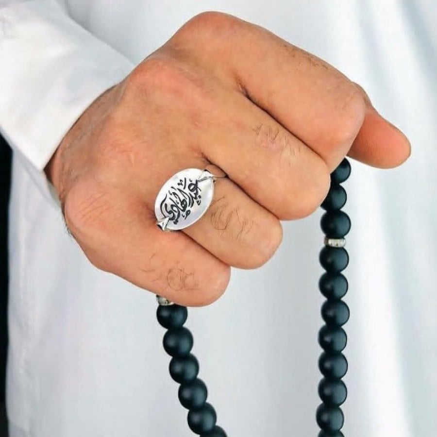 Royal men's ring pure silver engraved with laser