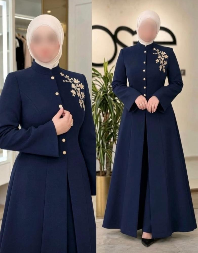 عباية بليزر فاخرة على تطريزهاري بقصّة كلوش من الأسفل