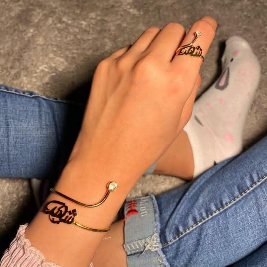 إسواره نسائيه خاتم نسائي خاتم باالاسم إسواره مطليه ذهب إسواره باالاسم