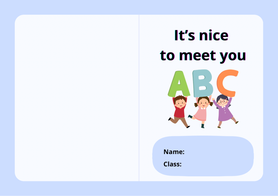 مطوية it’s nice to meet you - انجليزي ثالث ابتدائي الترم الأول