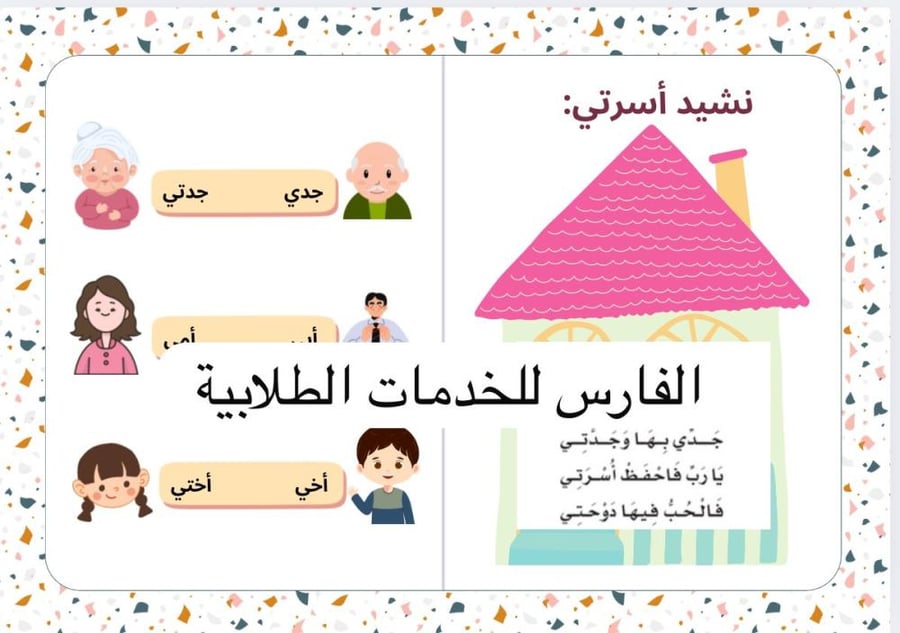 مطوية أسرتي - لغتي أولى ابتدائي الترم الأول -