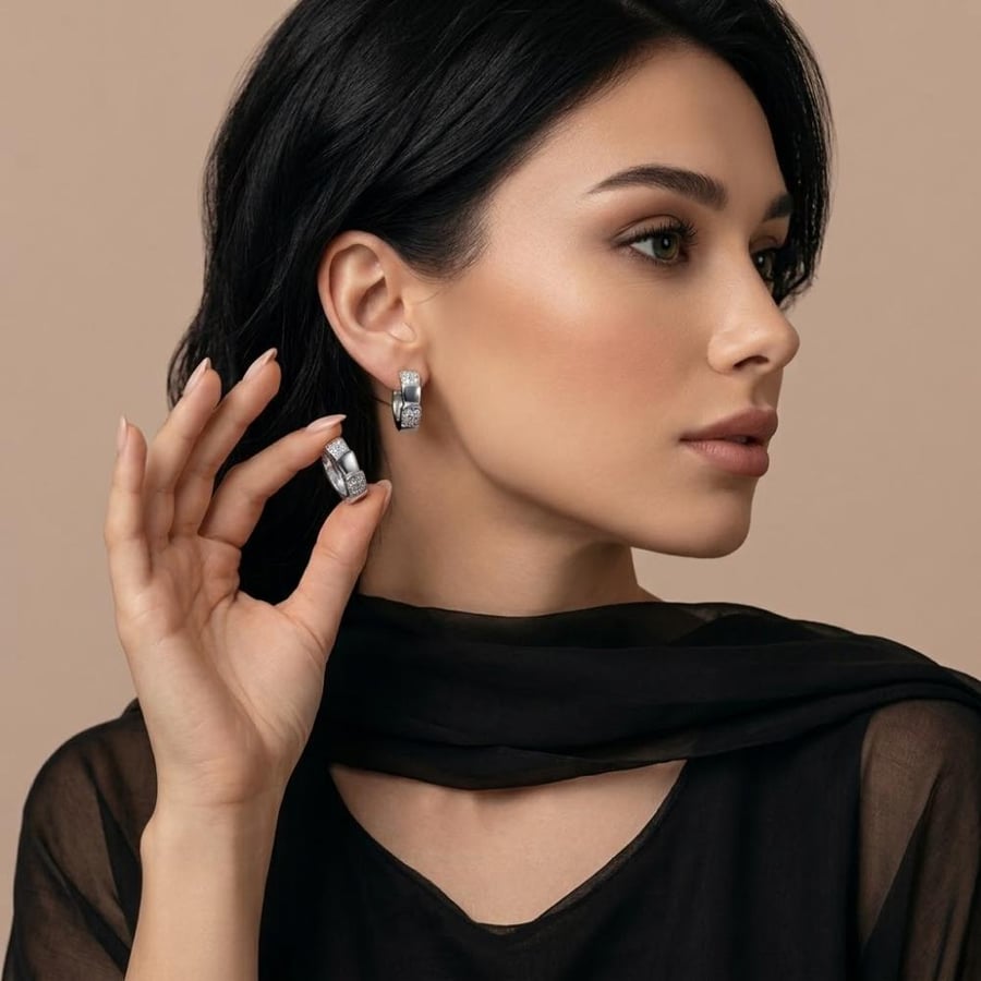 حلق زركون بتصميم الطبقات المتلألئة
