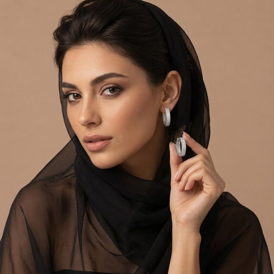 حلق زركون شريط ألماسي مرصع