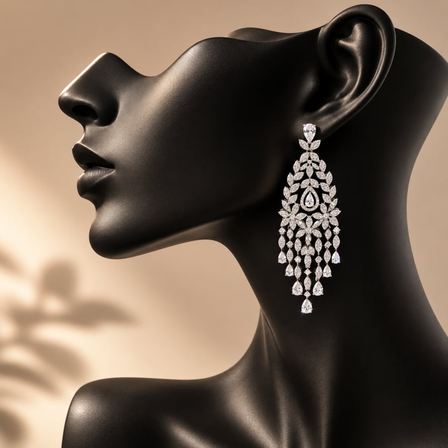 حلق سهرة زركون بتصميم الدمعة الملكية المتدلية