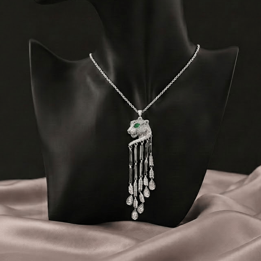 طقم سلسال زركون مع حلق بتصميم شلال الماسة الملكية