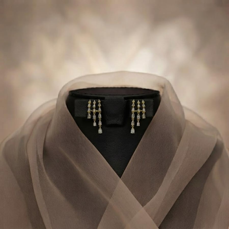 حلق زركون بتصميم الشلال المتدلي