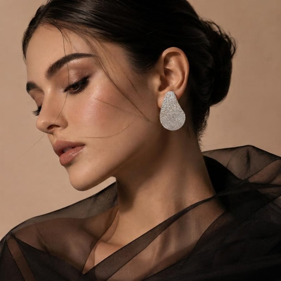 حلق سهرة زركون بتصميم الدمعة الماسية اللامعة