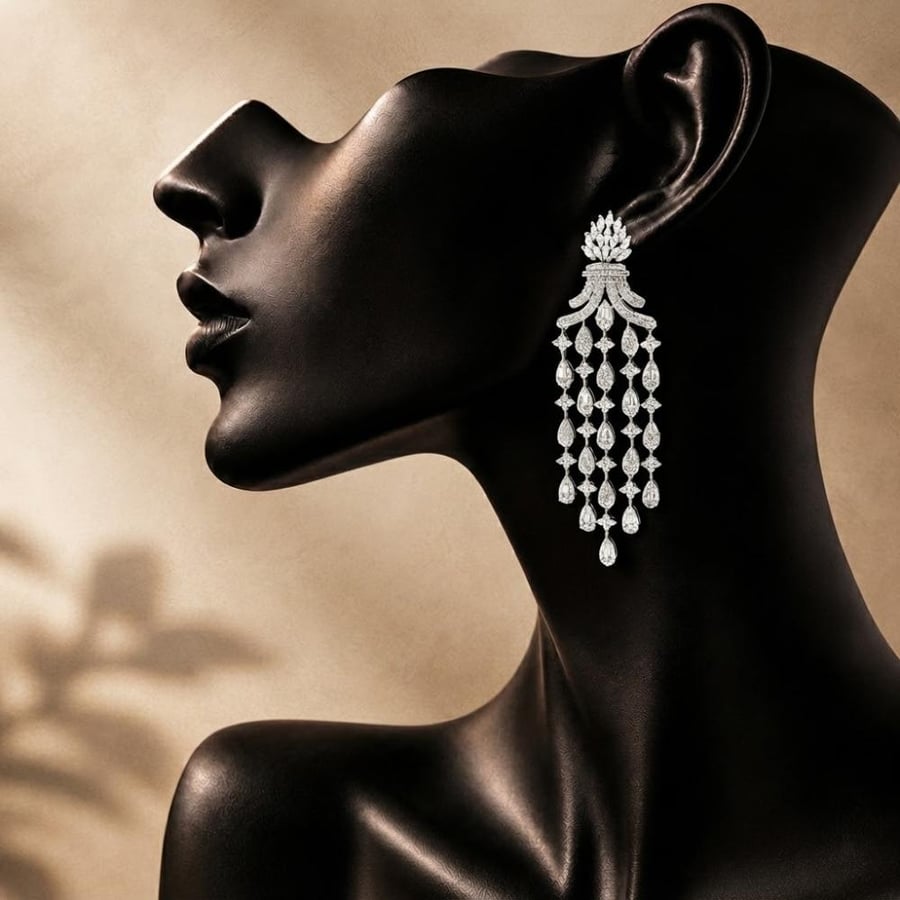 حلق سهرة زركون بتصميم الشلال الملكي المتدلي
