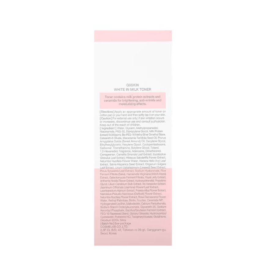 Skin whitening toner White and Milk G9, 300 ml