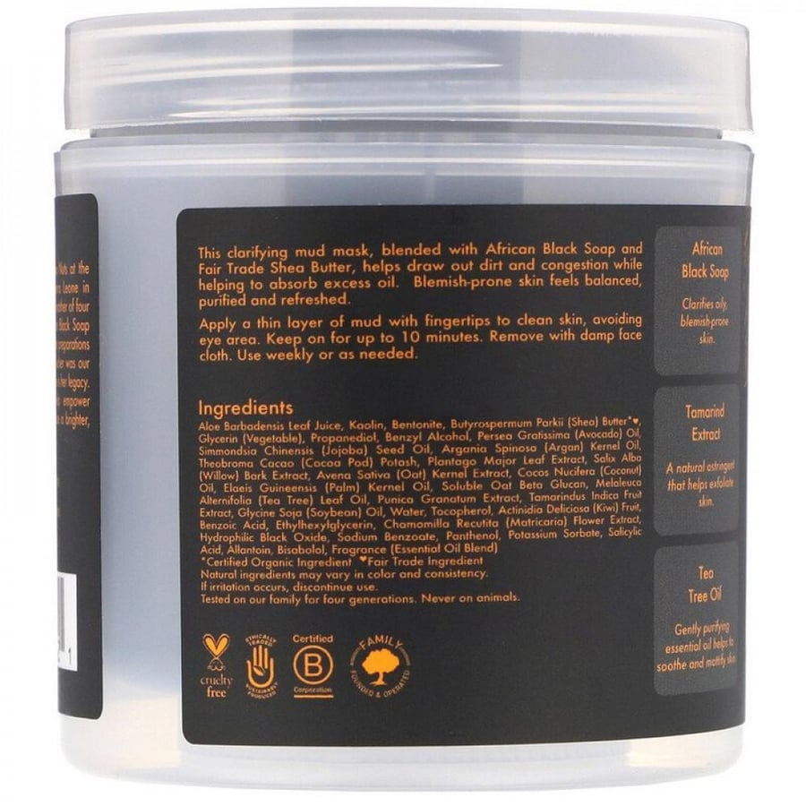 Clay Moisturizer Mask for skin purification with African black soap - 170 grams