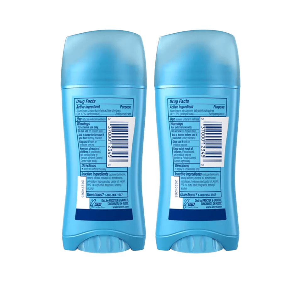 Secret Shower Fresh Deodorant, Refreshing, Mild pH, Two Pieces - 73g