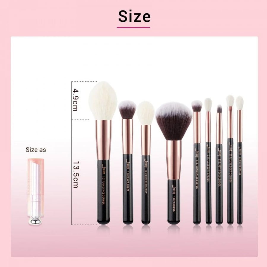 Jisoo brush set, face and eye brushes, 15 brushes, Black Rose Gold T162