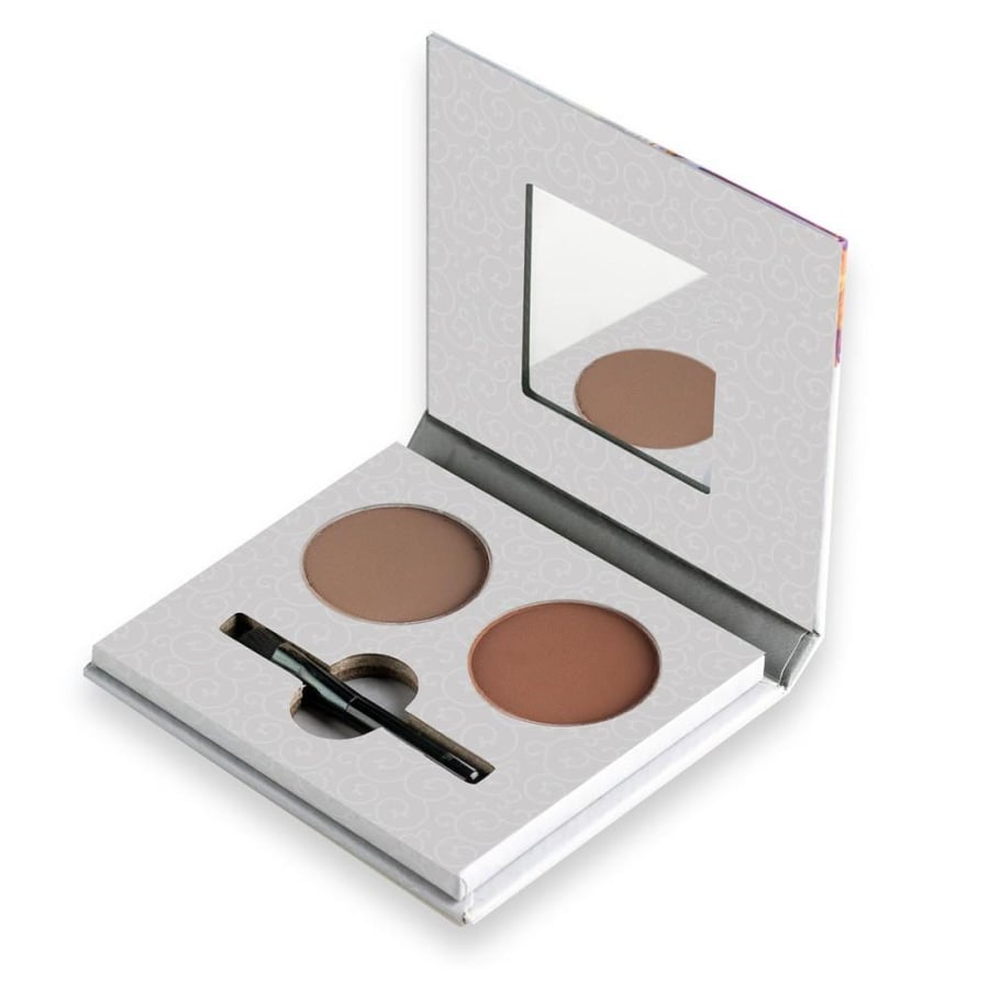 Eyebrow powder duo with brush for filling in eyebrow gaps DARK BROWN 01