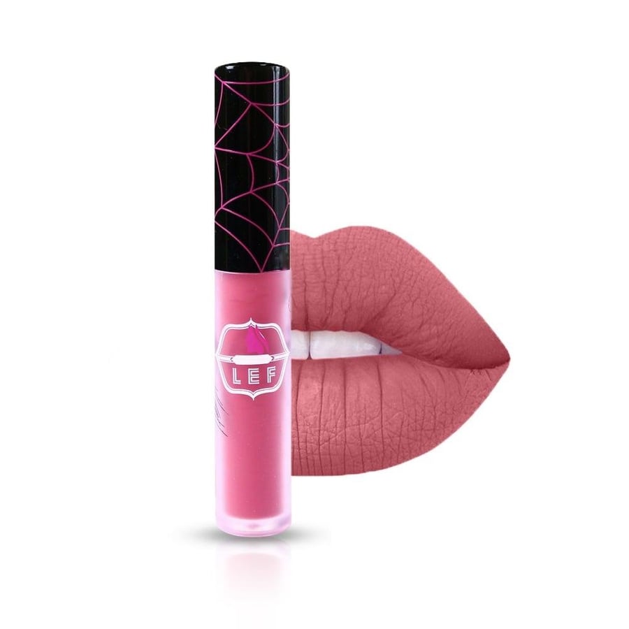 Red liquid lipstick with velvety matte texture that lasts for 8 hours