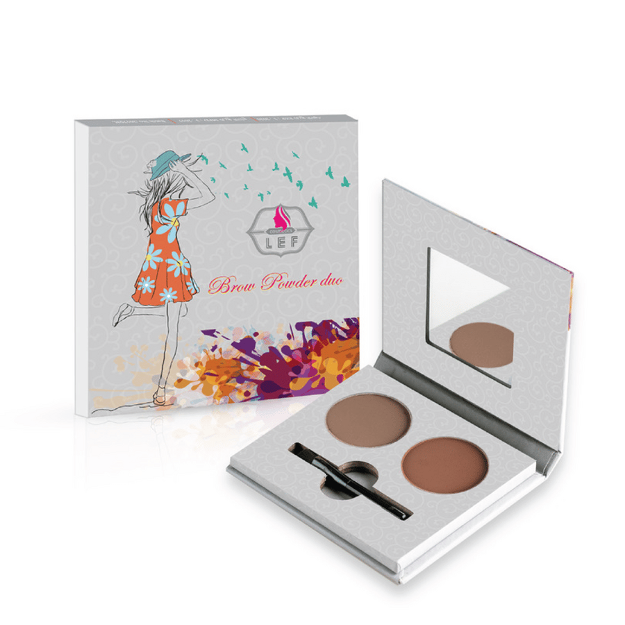 Eyebrow powder duo with brush for filling in eyebrow gaps DARK BROWN 01
