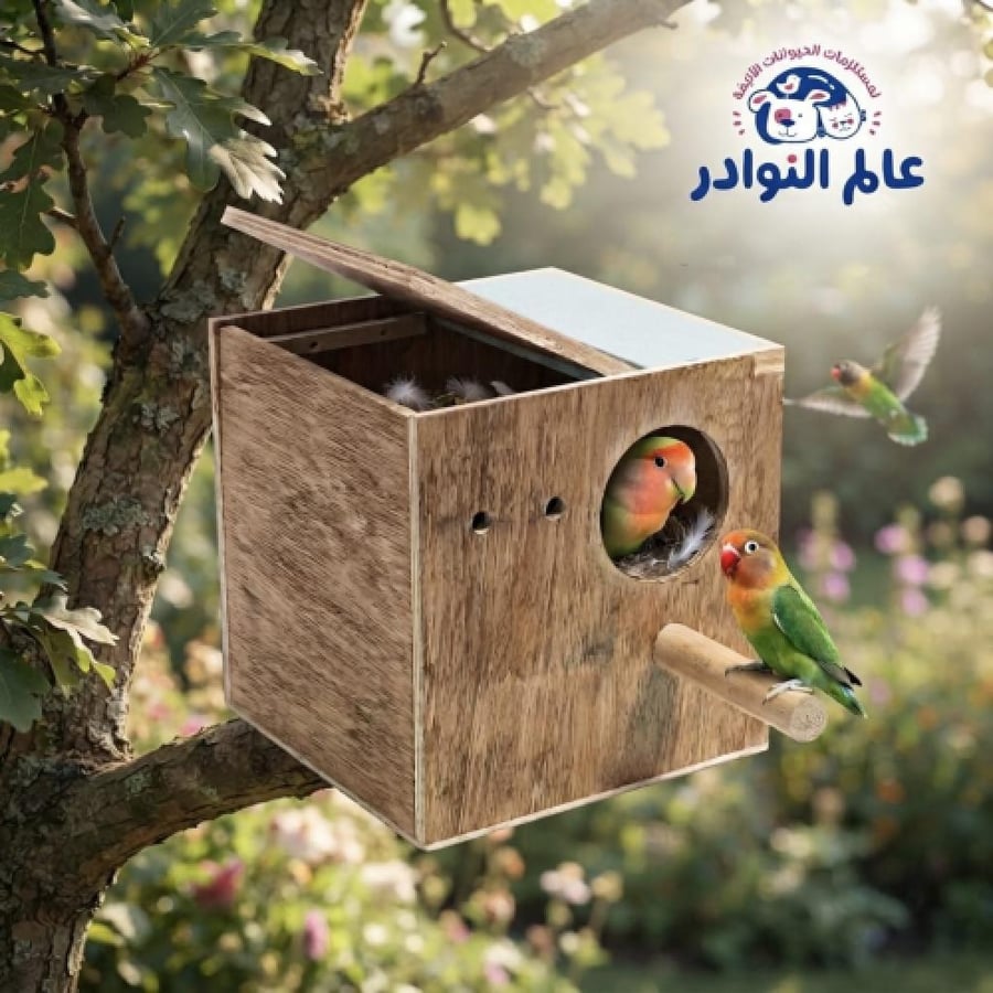عش خشب طبيعي ( بياضة ) للطيور - الخيار الامثل للروز والفيشر والكروان19*19*17سم