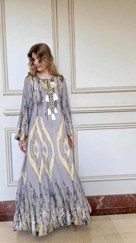 Gray abaya, handmade, luxurious