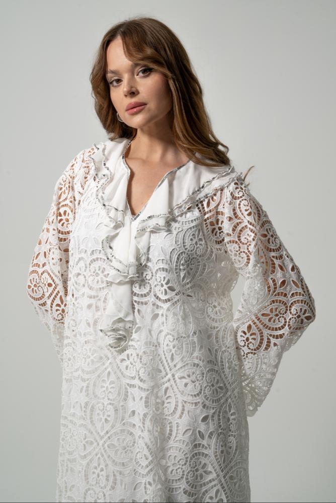 Jupeir dress white the chest chiffon with crystal