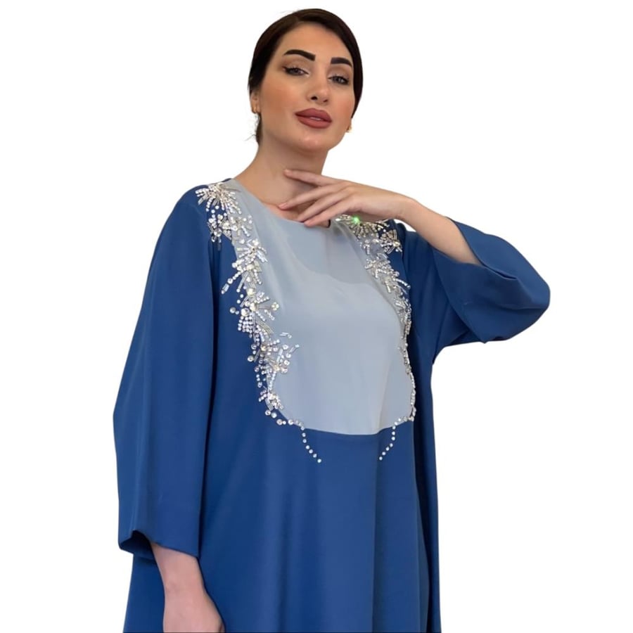 Blue and sky blue crepe dress