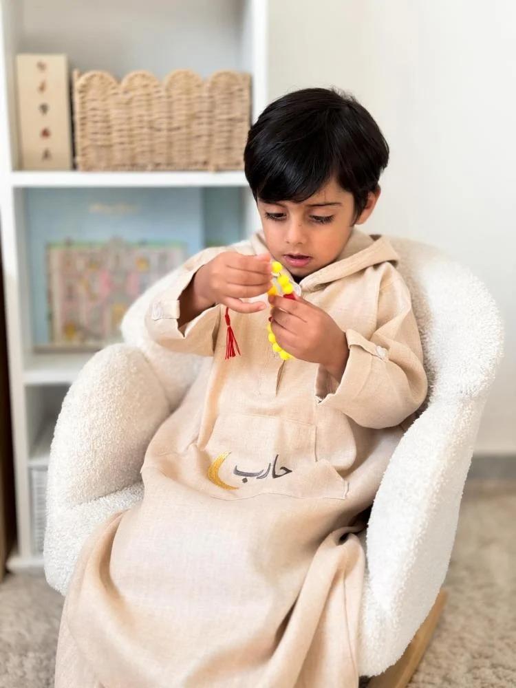 ثوب أطفال رمضاني من قماش اللنن الفاخر  فال مودا