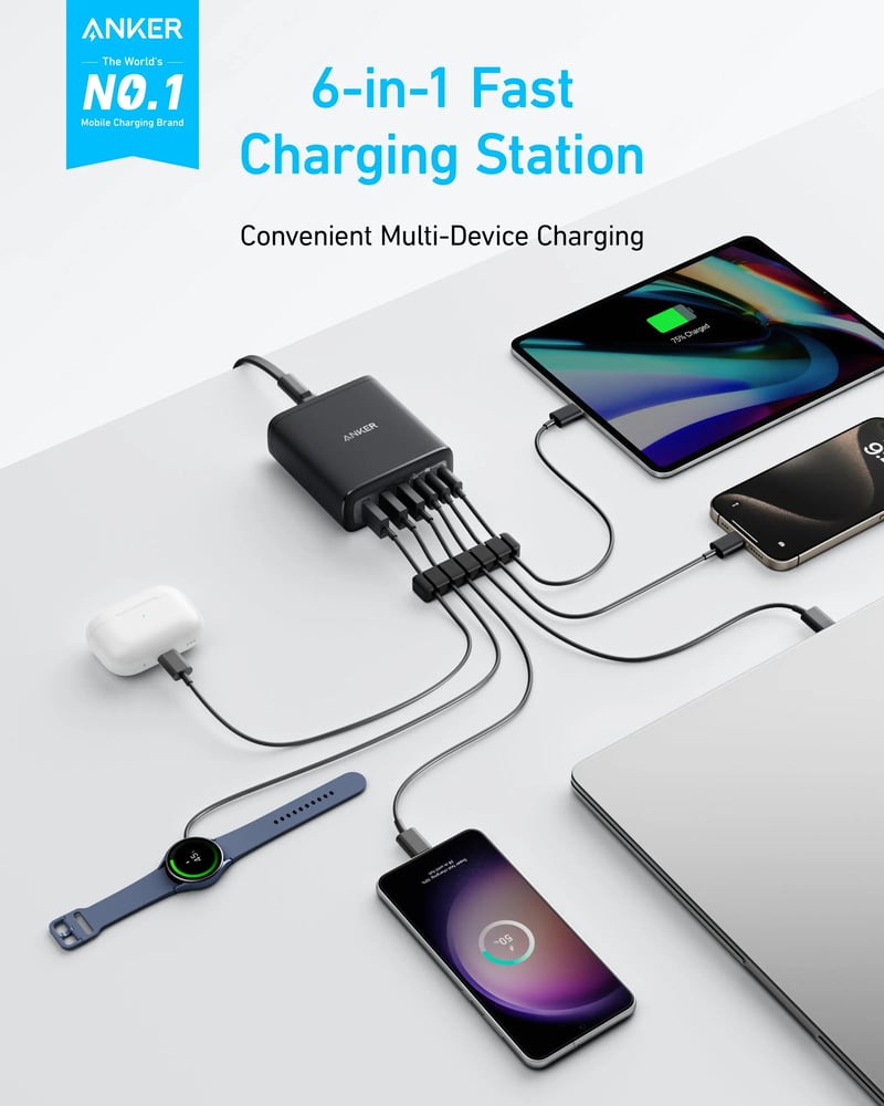 شاحن أنكر مكتبي 112 واط - 6 منافذ USB