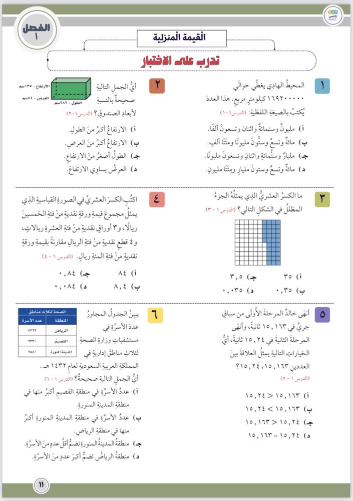ملزمة الصف الخامس الجزء الأول