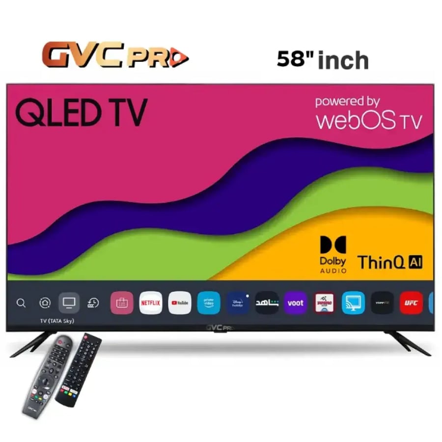 جي في سي برو شاشة QLED ، مقاس 58 بوصة ، 4K UHD ، webOs، سمارت ، رسيفر داخلي، نظام تشغيل ذكي ، مع حامل جداري - GVC-60WQ8100