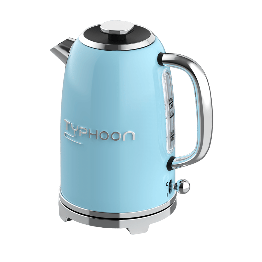 تايفون غلاية كهربائية , سعة 1.8 لتر , هيكل فولاذ مقاوم للصدأ , قاعدة من الكروم , 2200 واط , أزرق - TY-01-001 BL