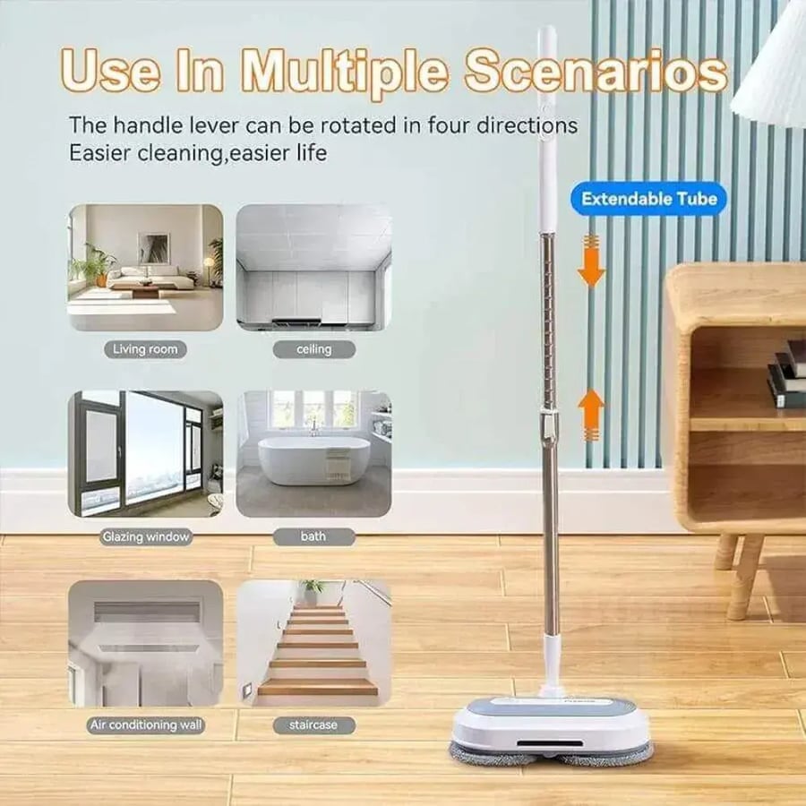دينكس ممسحة عمودية , سعة 290 مل , برش الماء , لاسلكية , مصباح LED مدمج , 2 قطعة , للسيراميك، الرخام، الباركيه، والأسطح المختلفة , 40 واط , ابيض - DX2907