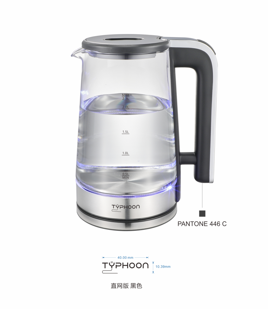 تايفون غلاية كهربائية , 2.3 لتر , زجاجي , 2200 واط - TY-01-007