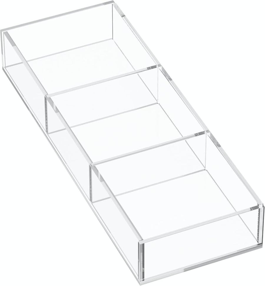 3 Section Clear Desk Drawer Organizer Tray, Acrylic Makeup Tray Organizer for Drawer