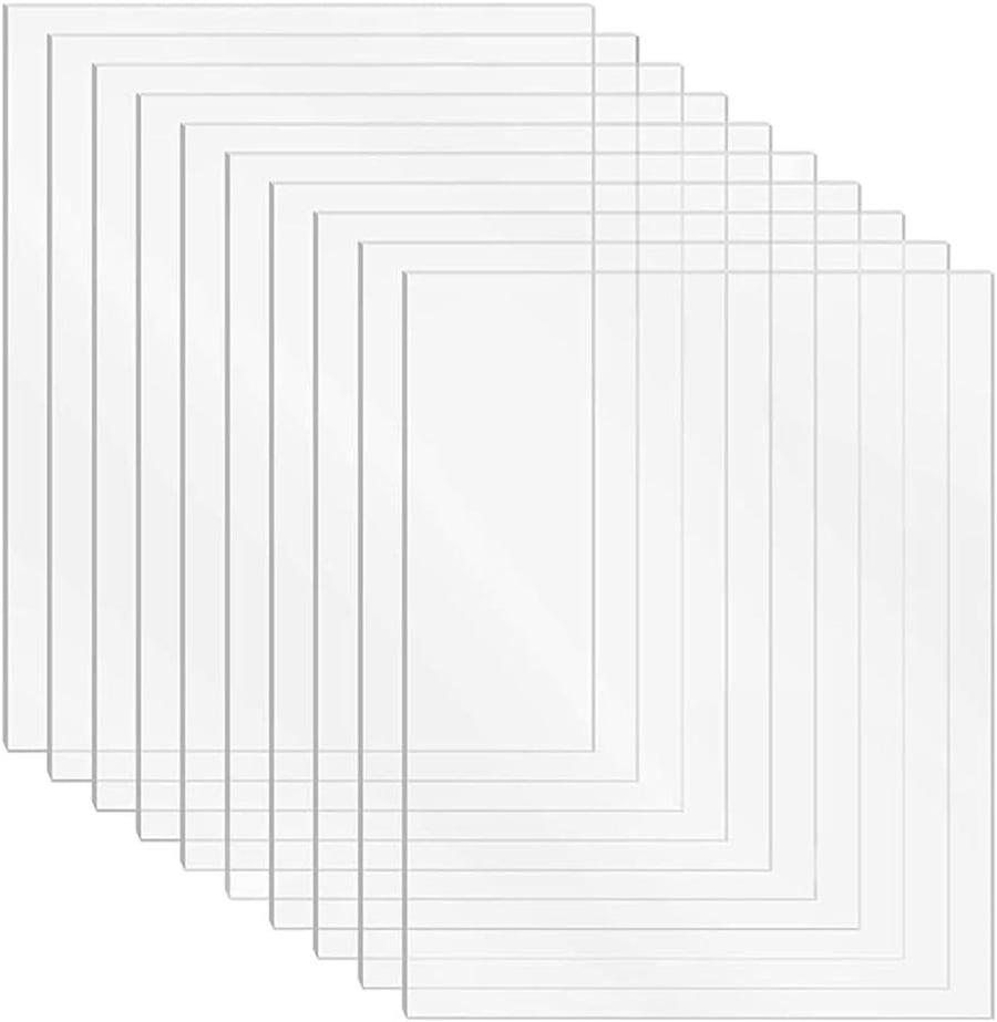 10pcs Acrylic Sheet 1mm Clear Acrylic Plexiglass Plastic Sheets for Crafts, 1mm Acrylic Plastic Sheet for Painting, Picture Frame, Printing etc(15 x 10cm cm)