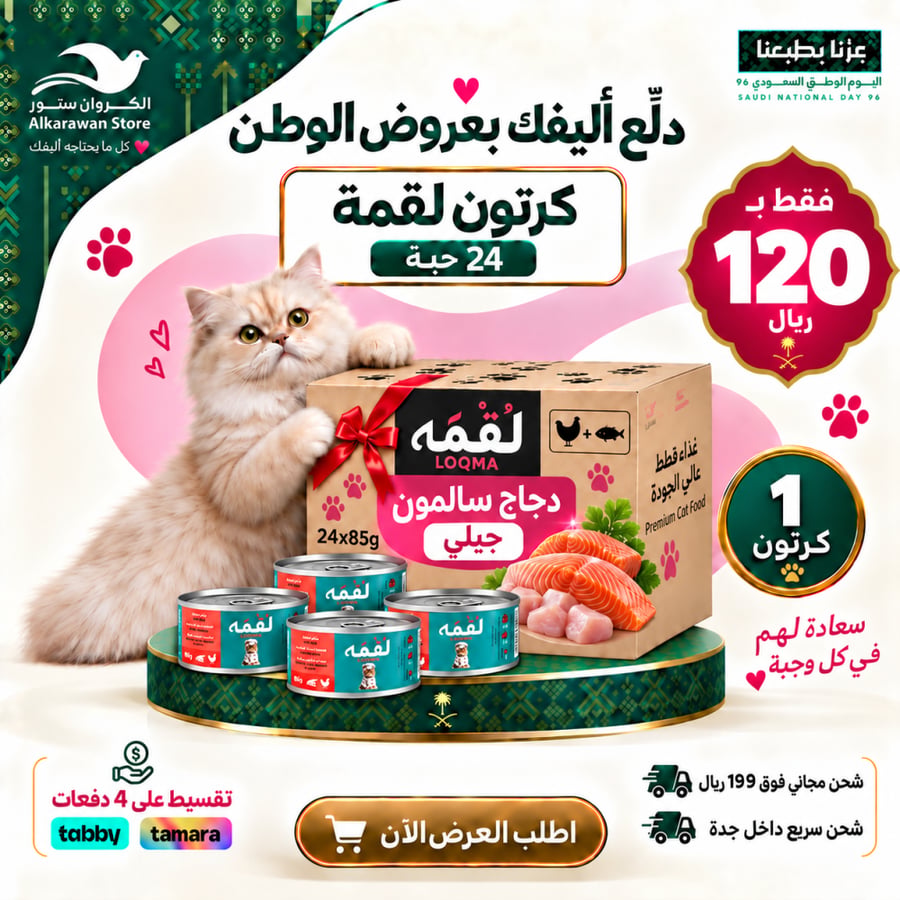 عرض لقمه الرطب دجاج وسلمون 24 علبة