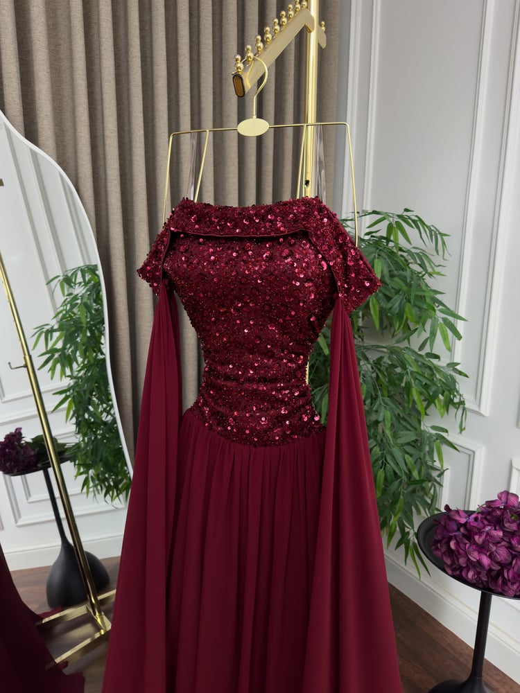 فستان سهره عنابي