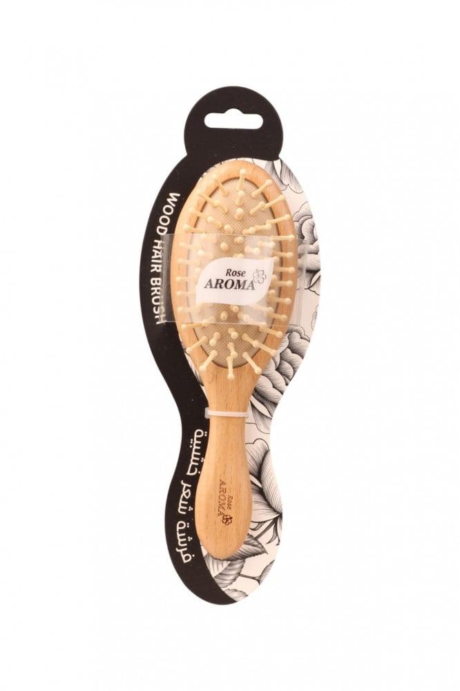 Small hair brush Rose Aroma - wooden mini