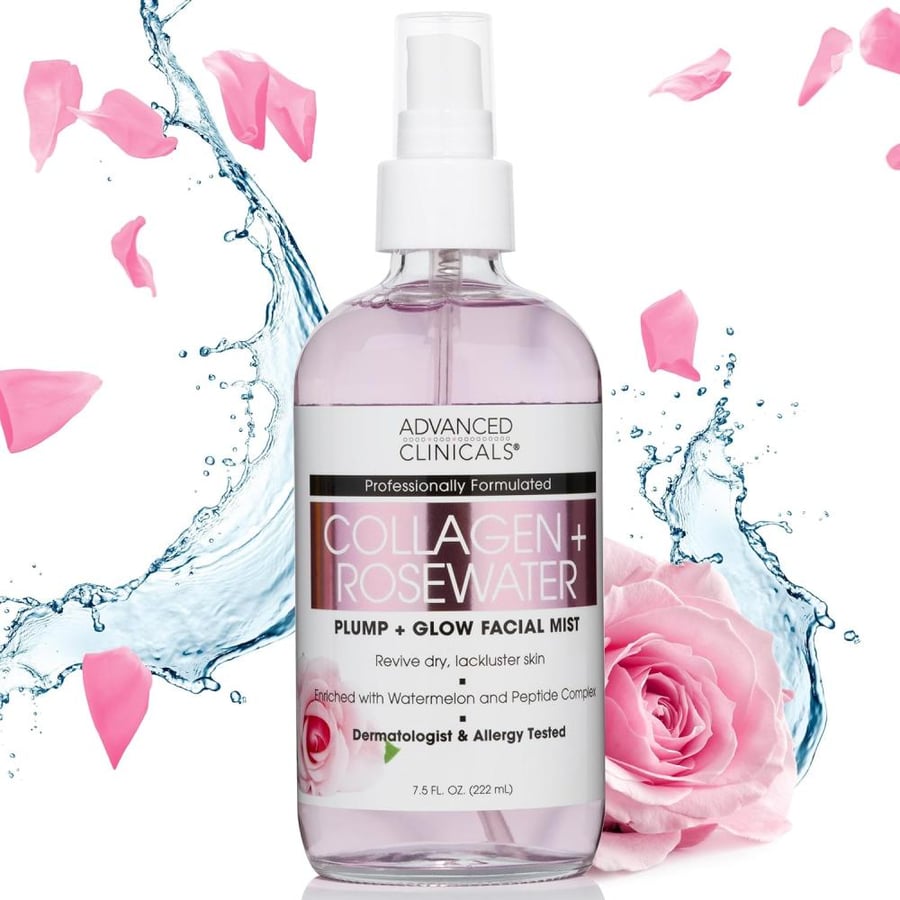 Advance Clinicals Face Spray Collagen and Rose Water 237 ml