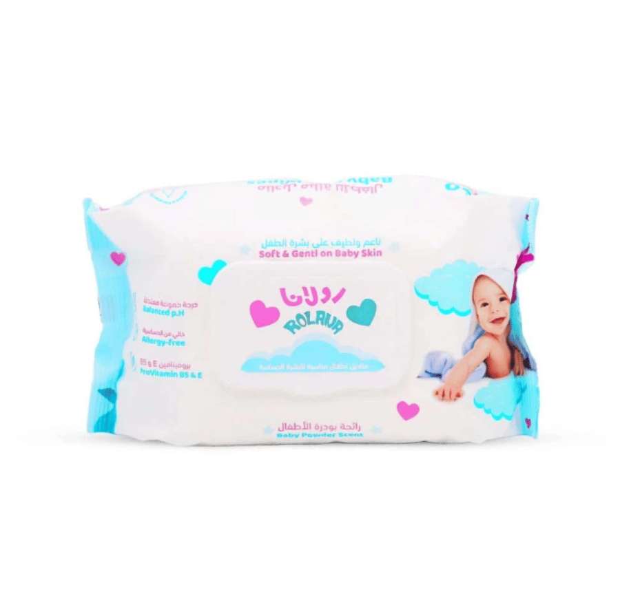 Rolana tissues for sensitive skin, baby powder, 120 tissues