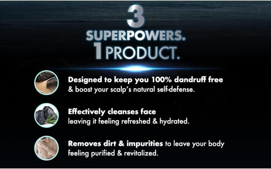 Clear men's shampoo 3 in 1 hair, face, and body 400ml