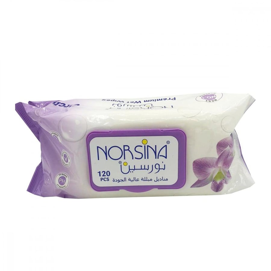 نورسينا مناديل مبلله اوركيد 120 منديل