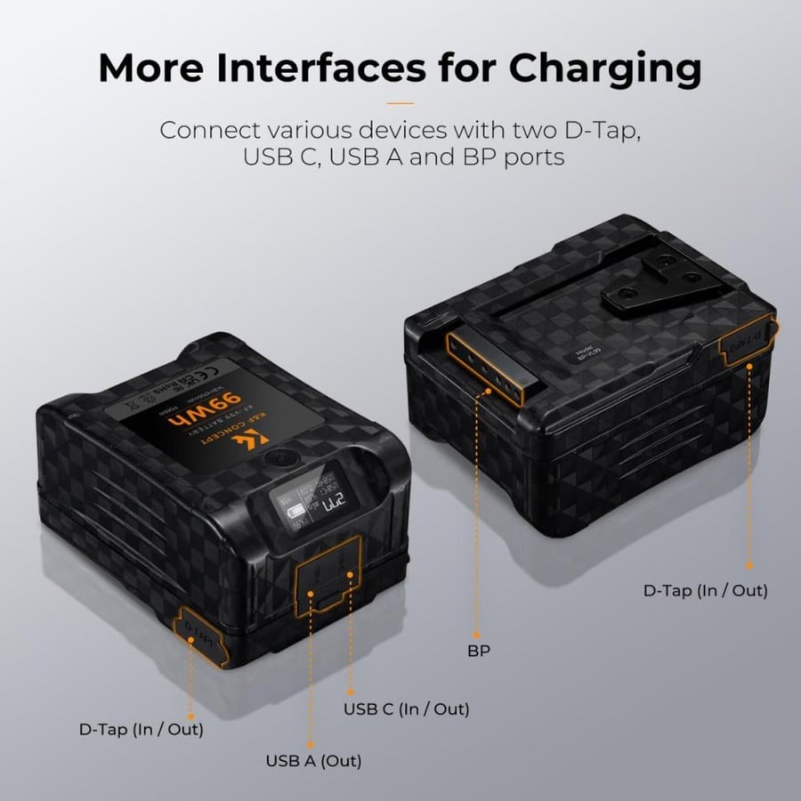 K&F Concept V Mount Battery, 99Wh Mini V-Mount Battery, 6700mAh