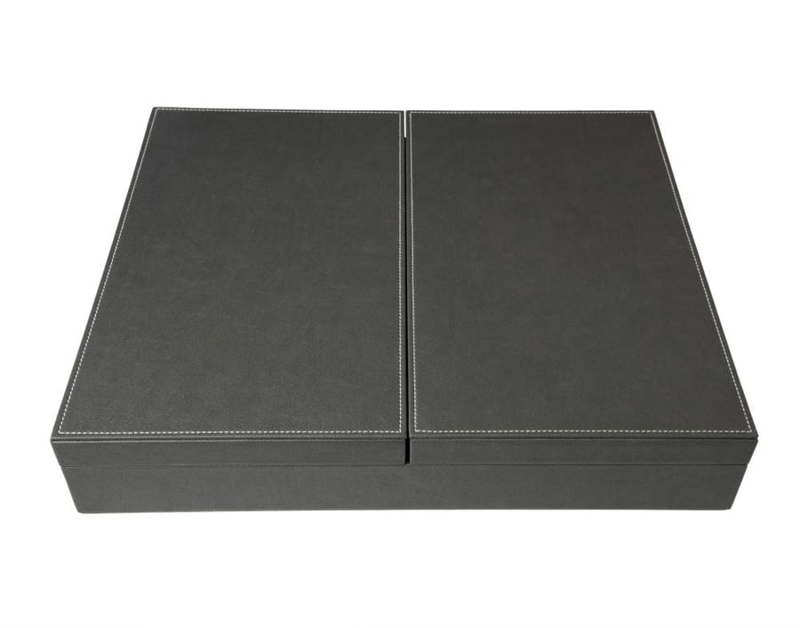ألبوم بدون حشو جلد رمادي غامق مربع 30X30
