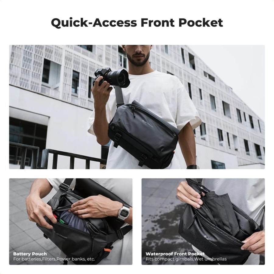 K&F Concept Urban Wander 14 Sling Bag (Black, 10L)