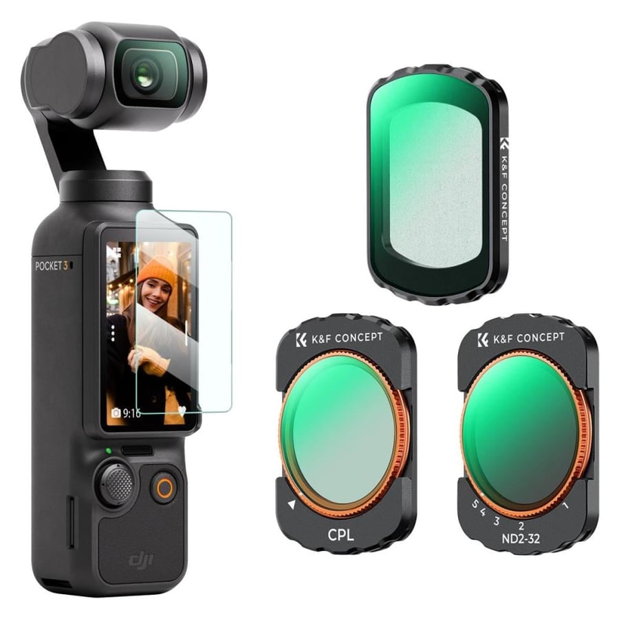K&F DJI Osmo Pocket 3 Filter Magnetic CPL + Black Mist 1/4 + ND2-32 Filter Set, Multi-Coated/HD Optical Glass / Gimbal Compatible