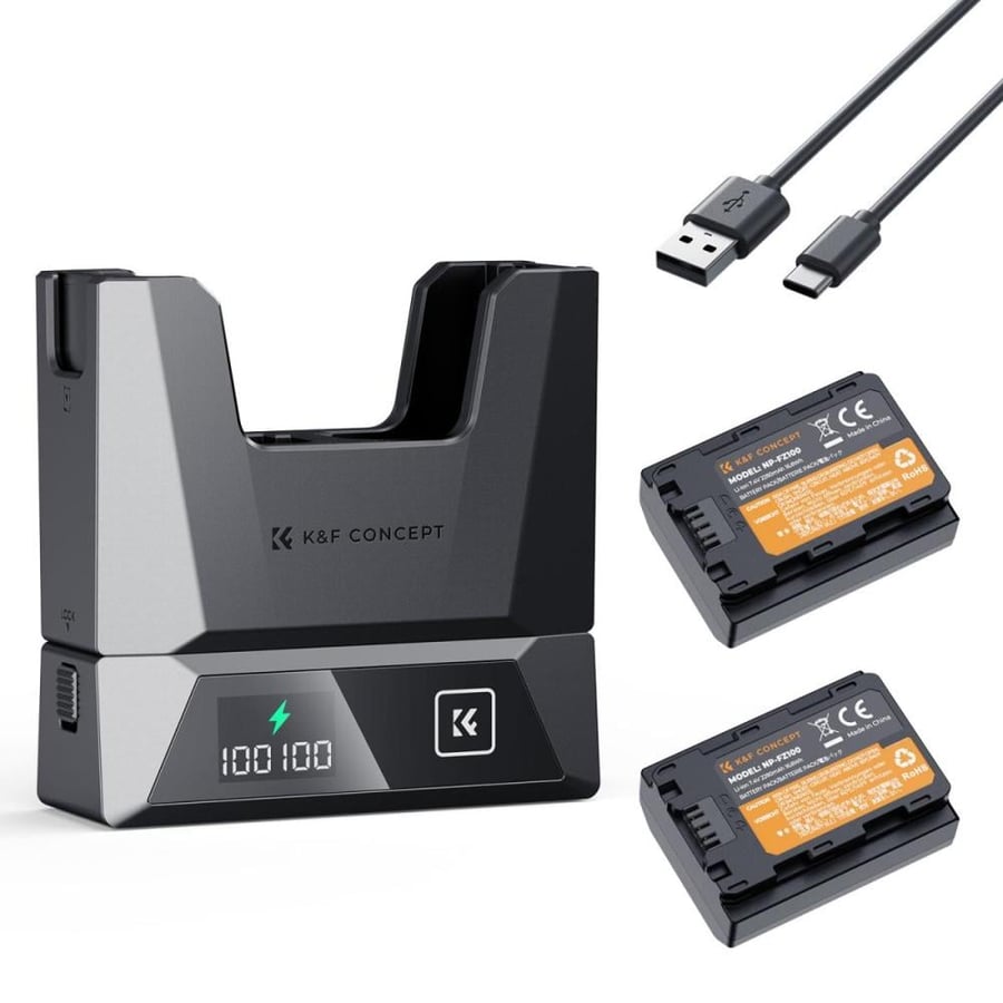 Sony NP-FZ100 18W Modular Fast Charger and Battery Kit, 2600mAh Large Capacity Battery for Sony