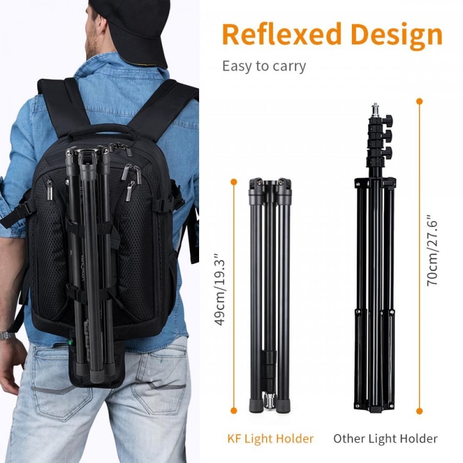 K&F Concept 2.1m Aluminium Light Stand, Heavy Duty Tripod Lighting Stand with Bag - 2 Pack